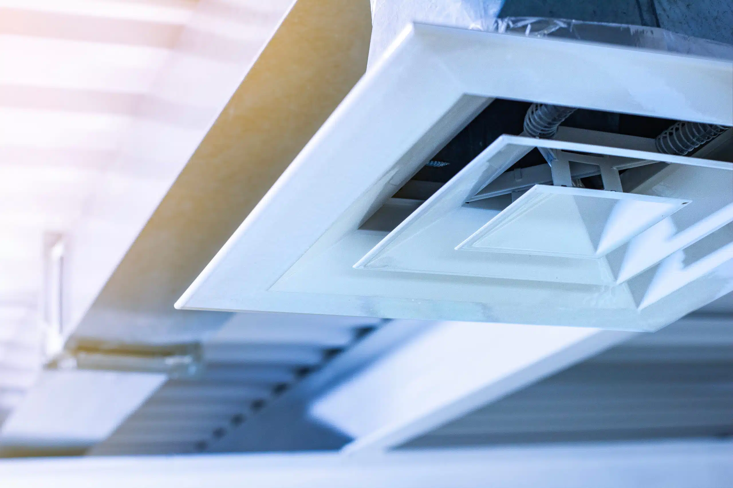 square anemostat on galvanized duct ventilation system details