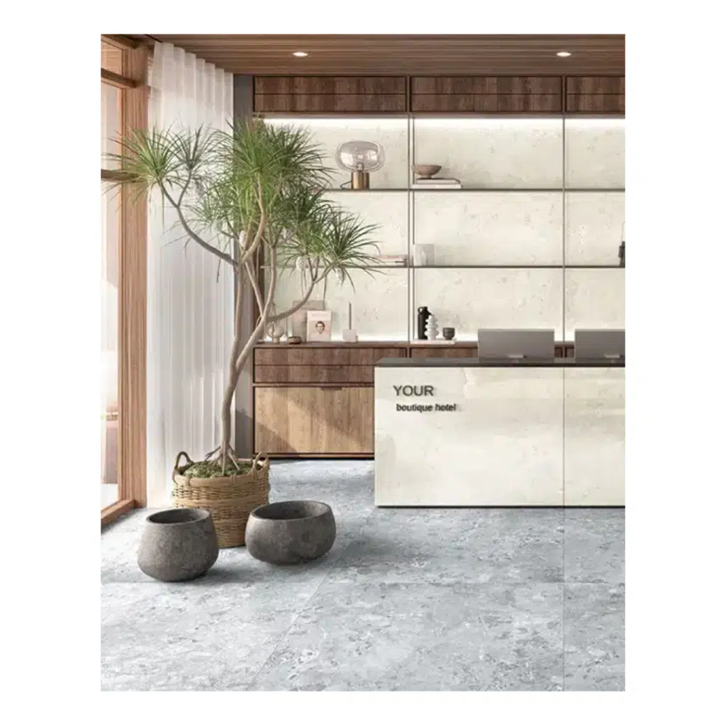 The strength of natural stone blends with the art of ceramics generating unique and engaging sensory experiences. The tactile and visual sensations of the matt conjure up feelings of comfort, calmness and hospitality. Aura is a 600x600mm tile and is available in Aria & Luce.