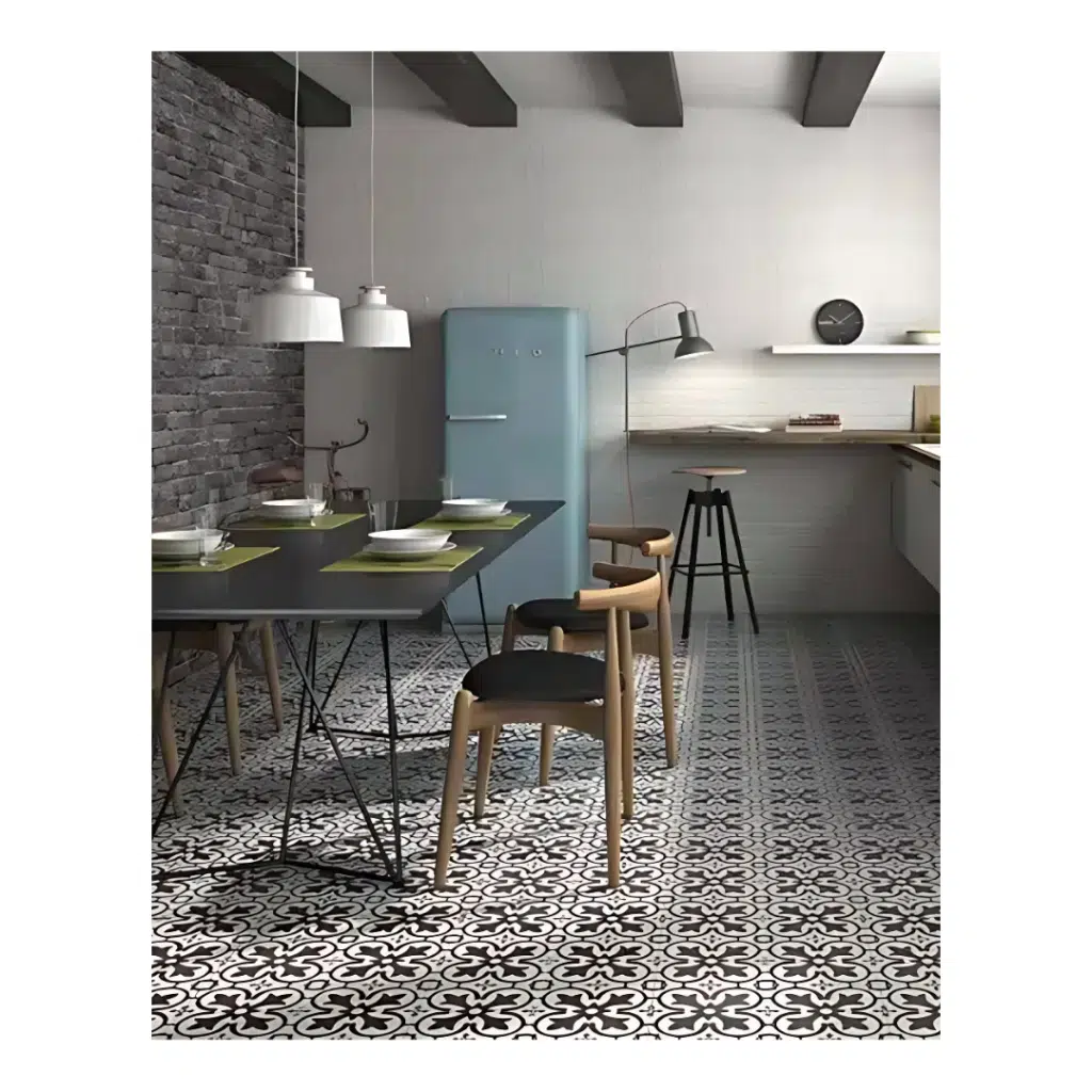 Presenting the Boulevard collection, a 45×45 red paste collection that recreates the hydraulic pavement. A range that thanks to digital technology, recreates the 22×22 format of hydraulic flooring. A collection in matt finish in two different colors that recreate the wear of time caused in the pavement. The Boulevard patterned floor tiles are a very popular option If you’re looking for Victorian floor tiles, The vintage design would recreate an excellent space with a lovely matt finish, made from hard-wearing ceramic. These patterned floor tiles are available in Beige and White & Black and are ideal as Victorian replica tiles.